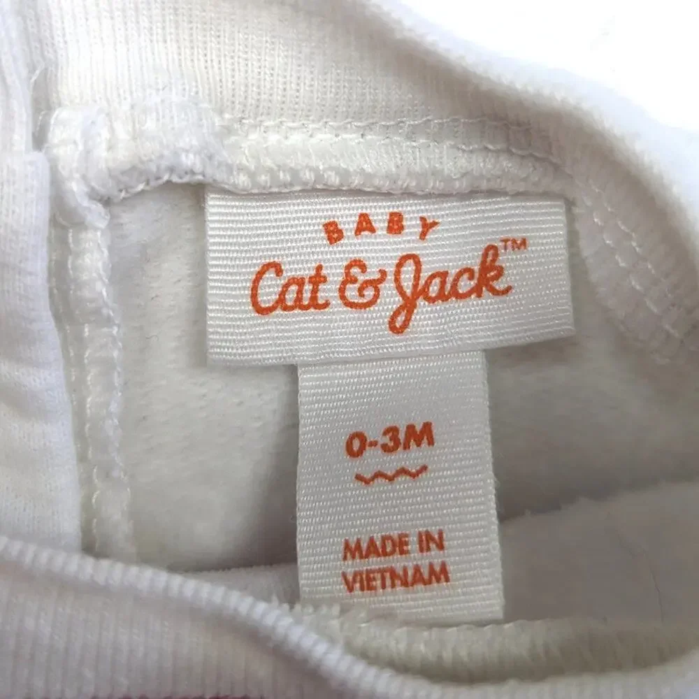 Cat & Jack Sweatshirt Baby Girls Size 0-3m White Bow Christmas Holiday Frilly